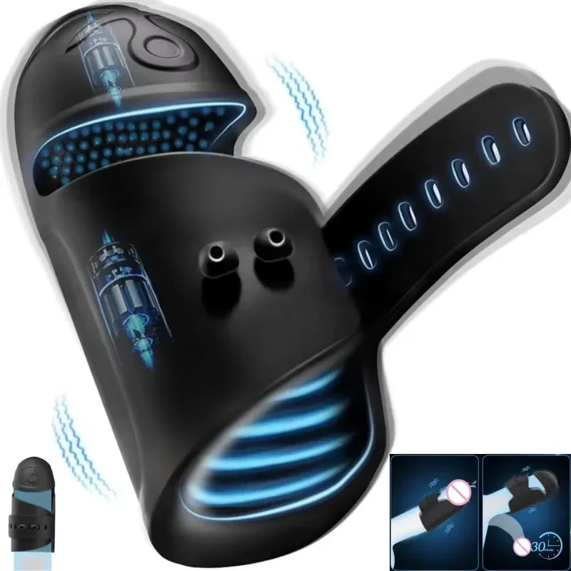 Male masturbation cup 10 frequency vibration glans trainer penis exercise delayer glans stimulator cock ring male adult products