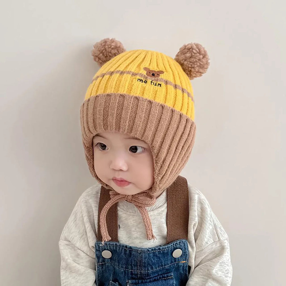 Winter Warm Knitted Baby Hat Cute Cartoon Animals Baby Boys Girls Cap Beanies Anti-cold Toddler Kids Lacing Hat