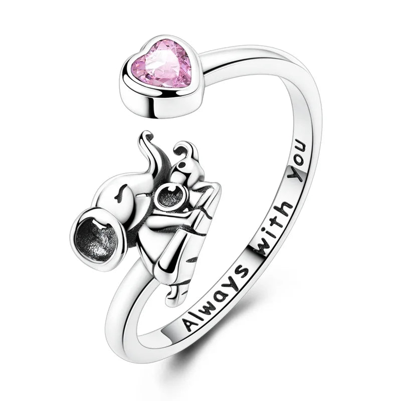 925 Silver Open Ring Sunflower Bee Star Eternal Love Jewelry Women's Wedding Gift