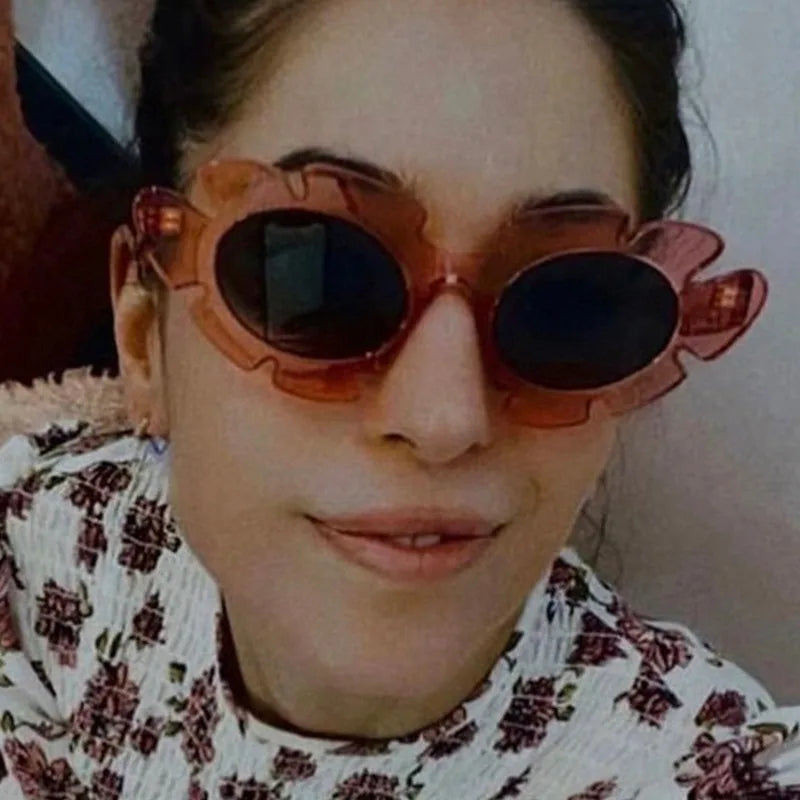 Fashion Cat Eye Candy Colors Sunglasses Women Retro Brand Designer Flower Shape