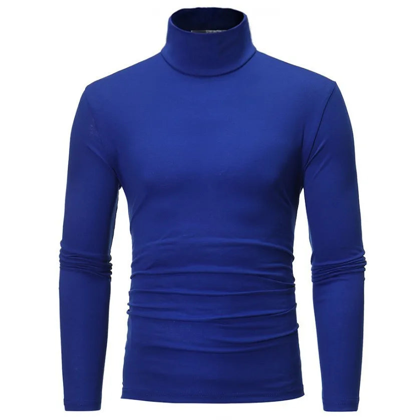 2025 Autumn Winter Men's High Neck T-shirt Male Slim Fit Fashion High Elastic Long Sleeve Casual Breathable Apparel Pullover