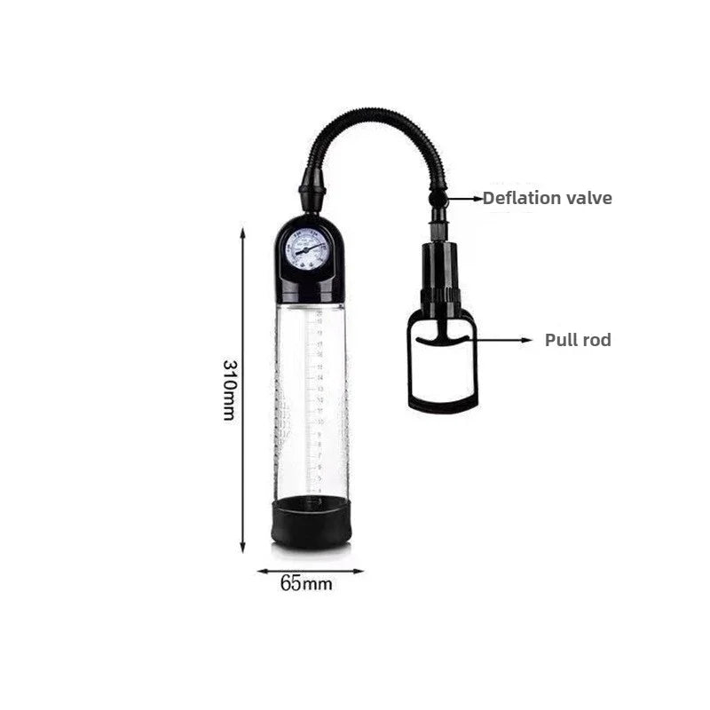 Effective Penis Pump for Men Enlargement Vacuum Dick Extender with Pressure Gauge Realistic Vaginal Sleeve 3 Silicone Inserts