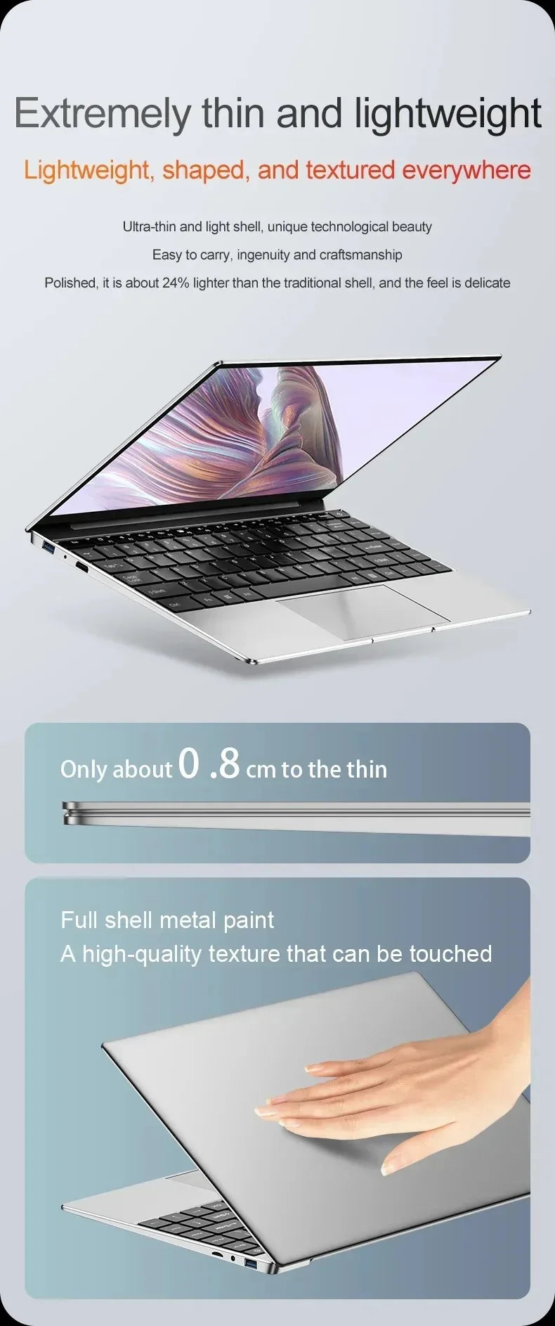 ultra-thin Laptop Intel Core i3 6th Processor 32GB RAM 1TB 2TB SSD 14.1 Inch Office Study Gamer Windows 11 Portable Notebook