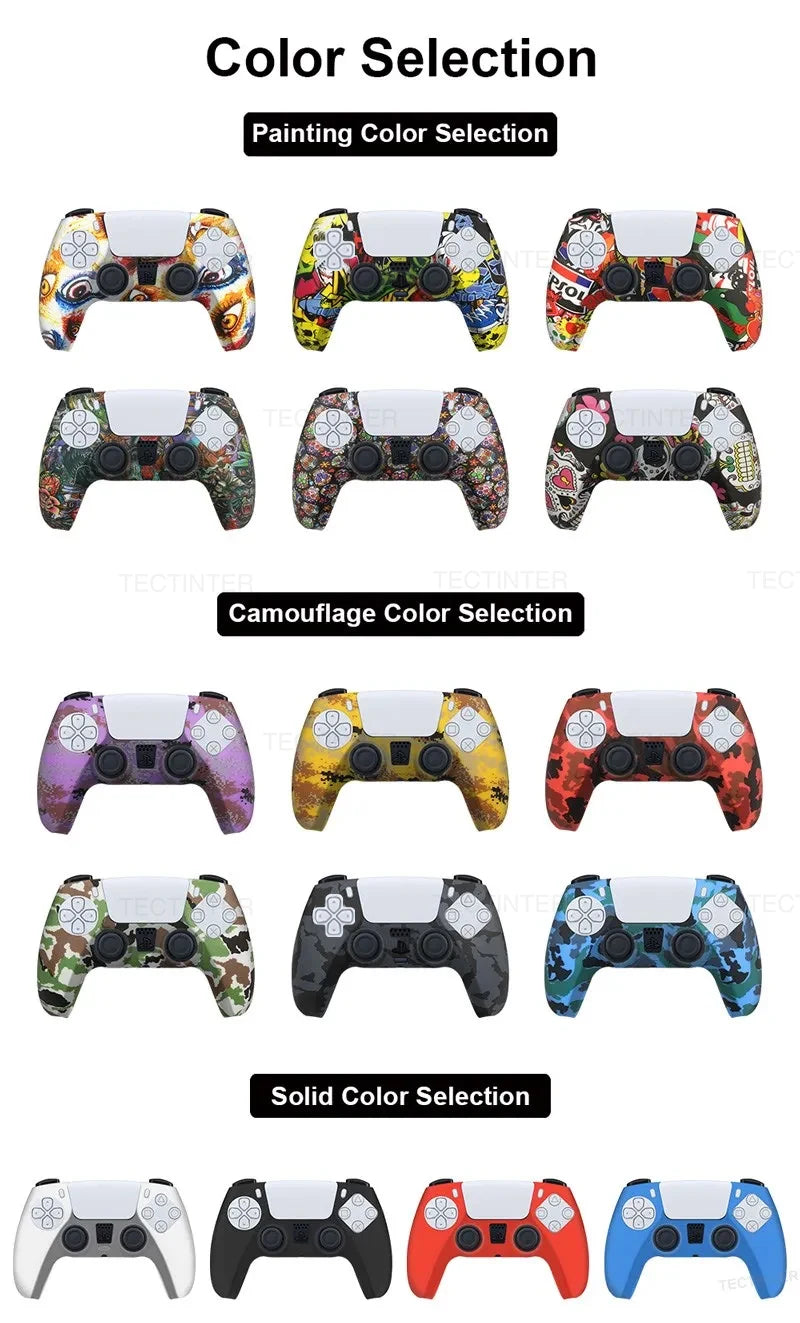 Protective Cover Skin for Playstation 5 Controller Anti-slip Silicone Case for PS5 Slim Gamepad Cover Thumb Grips Accessories