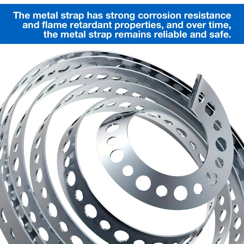 15m Galvanized Metal Tape Roll Pre-Punched Metal Tape For Pipe Support Hanging Construction And Home DIY Project Pre-Fixing Tool