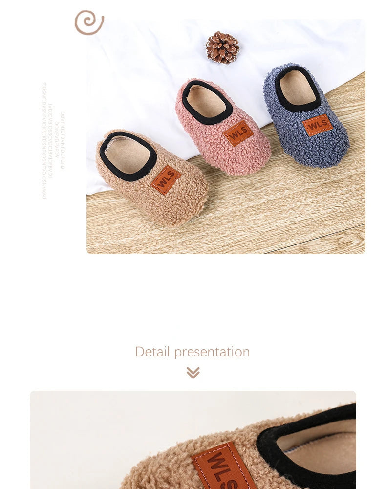 Autumn Winter Warm Baby Slippers Toddler Plush Floor Sock Shoes Boys Girls Soft Anti-slip Walking Shoes Indoor Home Kids Socks