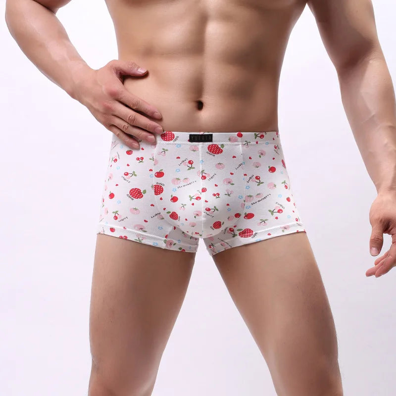 Cartoon Print Boxer Shorts Men Breathable 100% Cotton Funny Boxers Comic Style Men's Underwear Novelty Gift Underpants U Convex