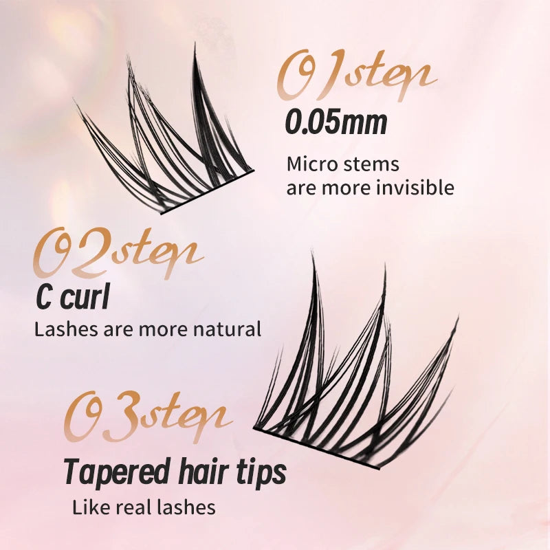 Yelix DIY Cluster Lashes Natural Eyelash Extension Volume Individual Lashes Mixed Tray Lashes Cluster Natural Eyelashes Makeup