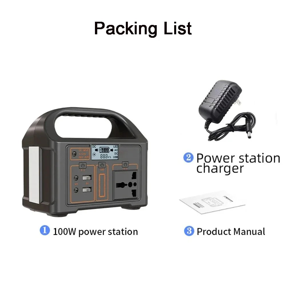 100W 76.8Wh Portable Power Station Solar Generator Outdoor Emergency Mobile 24000mAh LiFePO4 Power Bank For Camping Power LED
