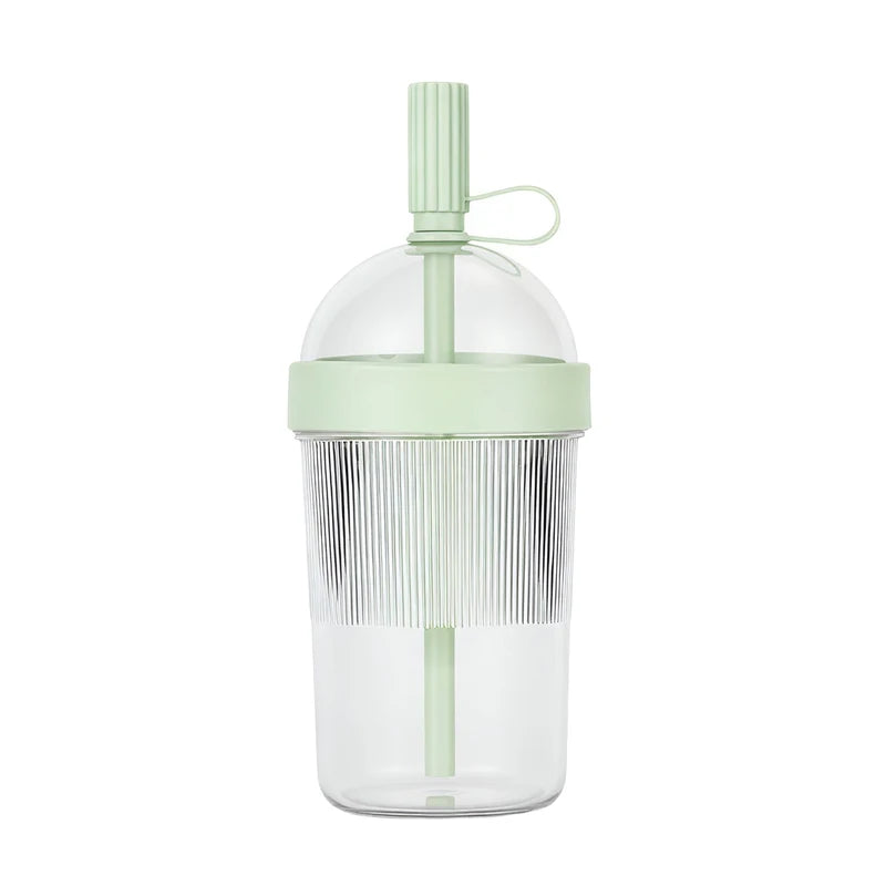 Portable Plastic Coffee Tumbler with Lid Straw Reusable Transparent Water Cup for Office School Gym Outdoor Travel