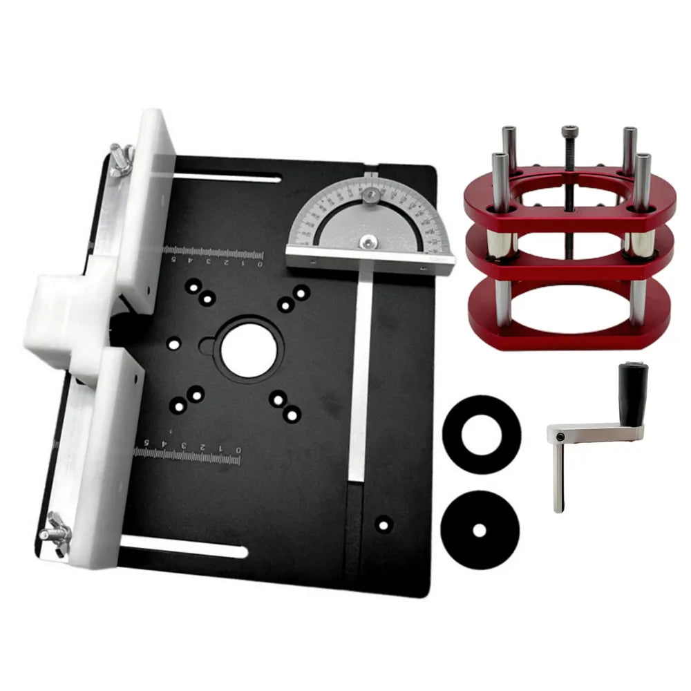 Precision Aluminum Router Lift Kit Hand Crank Router Plate Lifting System Woodworking Router Table Trimmer Engraving Machine