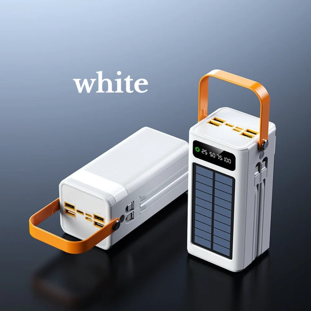 Solar Power Bank 200000mAh 120w Super Fast Charging With Four Wire External Battery Pack With Flashlight For Outdoors