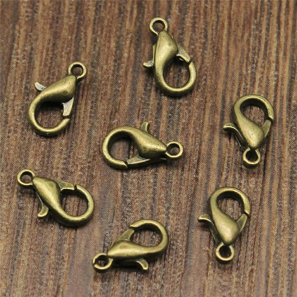 50pcs 8 Colors 12mm 10mm Metal Alloy Lobster Clasp Hooks For Necklace & Bracelet Chain DIY Fashion Jewelry Findings