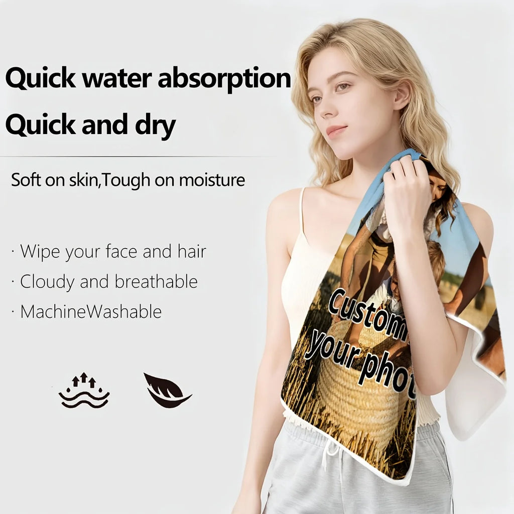 2pc Customizable Long Towel | Lightweight, Absorbent, Skin-Friendly, Machine Washable, Polyester, Ideal for Home Decor and Gifts