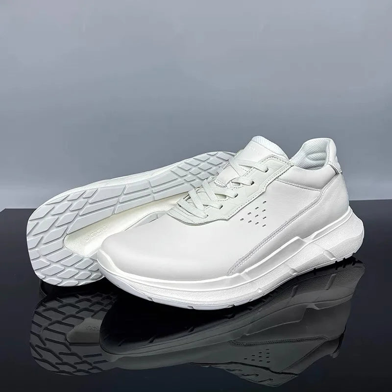 High Quality Men's Genuine Leather Casual Shoes Thick Soled Wear-resistant Hiking Couple Shoes Trendy Black Sports Shoes for Men
