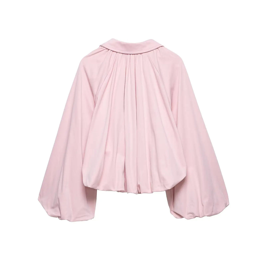 NLZGMSJ Women Bomber Jacket 2026 Spring Ball Sleeve Folds Zipper Loose Coat Female Casual Oversize Top Y2K