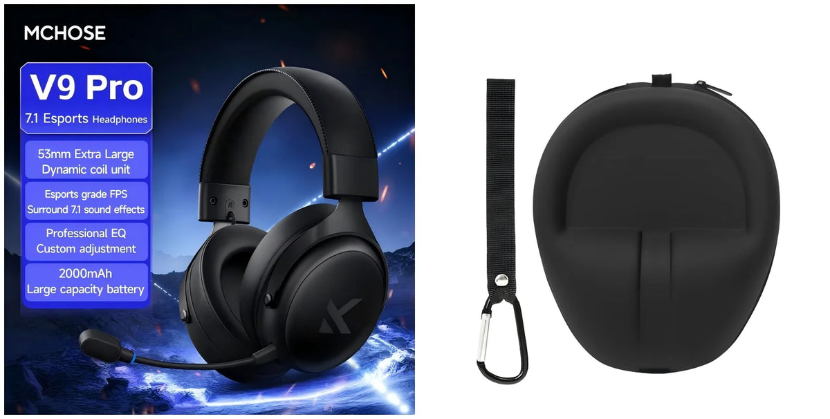 MCHOSE V9 Pro2 Gaming Headset, Over-Ear Quad-Mode Wireless Bluetooth Headphones for PC with Microphone (Delta Style)