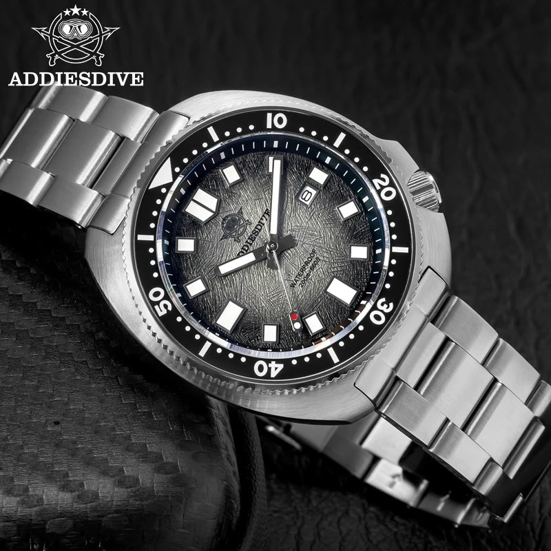 ADDIESDIVE New AD2511 Men's Quartz Watches 41mm Turtle Design Sapphire Glass AR Coated BGW9 Luminous Waterproof 200M Diver Watch