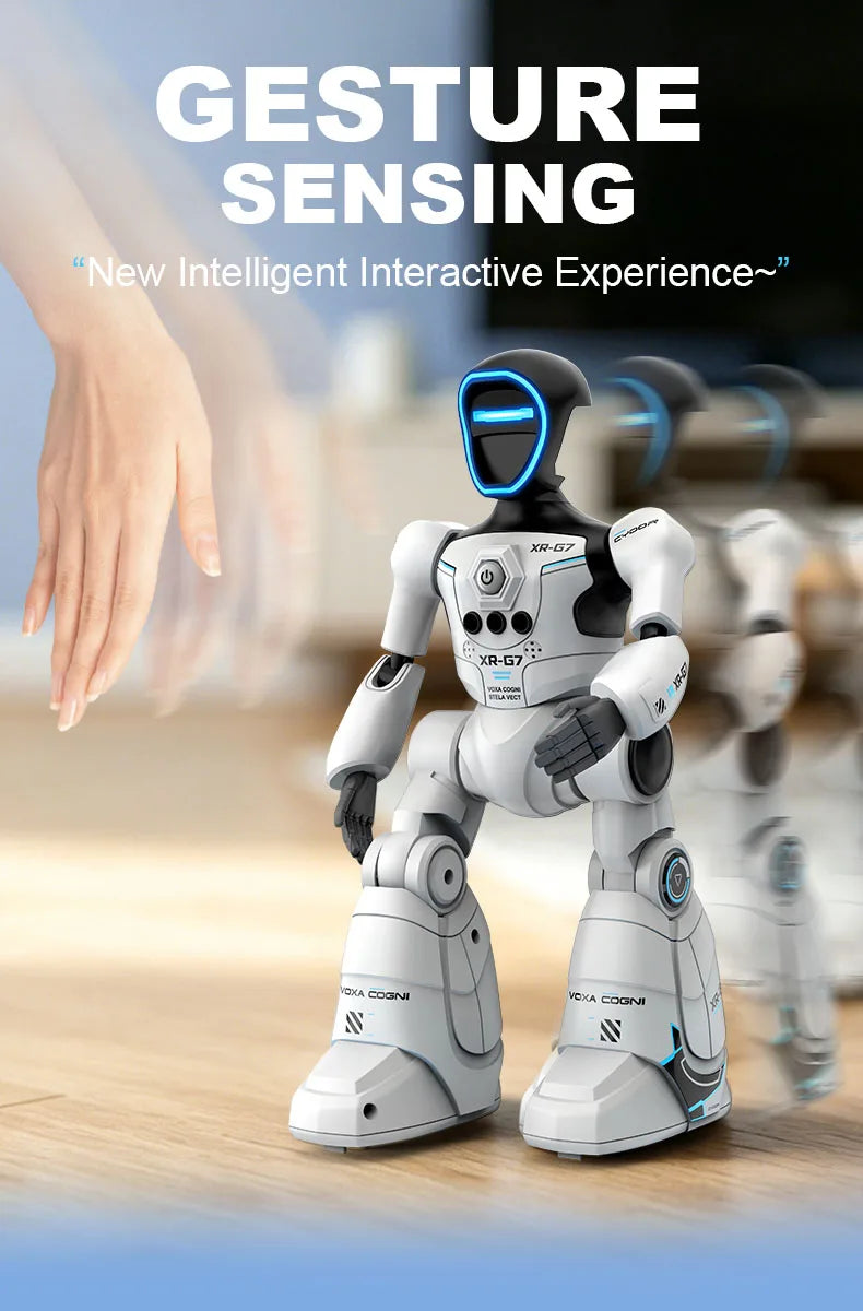 AI Smart Voice Robot Toy with Gesture Sensing & Smart Programming, Interactive Robot with Lights & Music, Perfect Gift for Kids