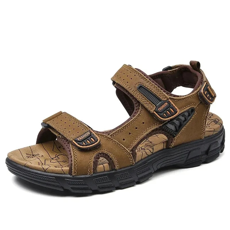 2026 New Genuine Leather Men's Sandals Summer Outdoor Non-slip Hiking Trekking Shoes for Men Beach Slippers Casual Sneakers