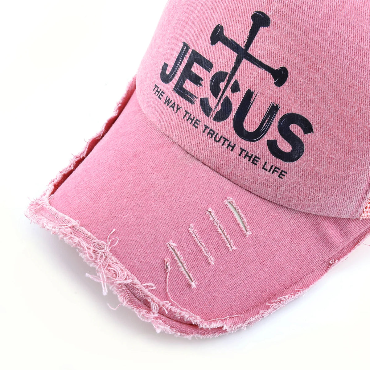 Boné de basebol rosa em ganga lavada para mulher, boné de pala para primavera e verão, boné snapback para homem, boné de camionista hip hop, chapéu de rede respirável