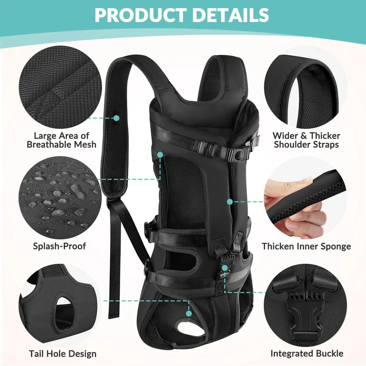 Dogs Carrier Backpack Thickened Sponge Pet Front Dog Carrier Backpacks Outdoor Portable Adjustable Hands Free Dog Backpack