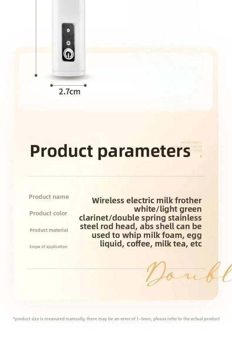 Wireless Milk Frother Electric Type-C Handheld Blender Stainless Steel Mini Coffee Maker Whisk Mixer For Coffee Cappuccino Cream