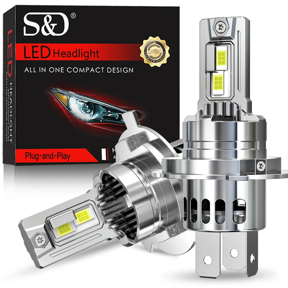 S&D H4 LED Lights Fog Bulb with Turbo Fan 30000LM 300W Super Bright Wireless Auto Lamp 6000K High Low Beam Car Headlamp CANBUS