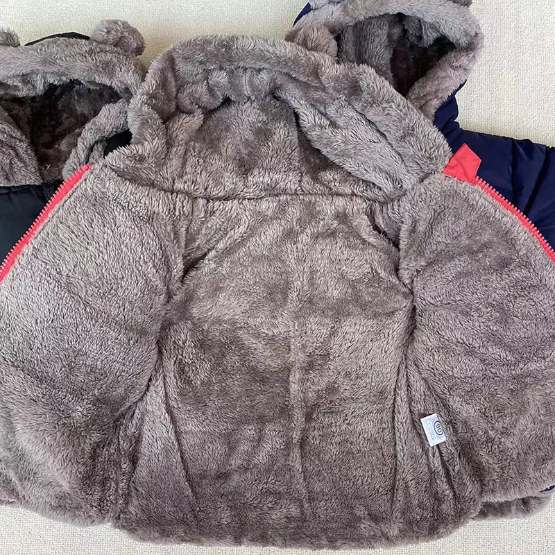 Baby Boys Girls Jacket Hooded Cotton Outerwear Children's Thick Fleece Coat Cashmere Padded Jackets Winter Boys Girls Warm Coats