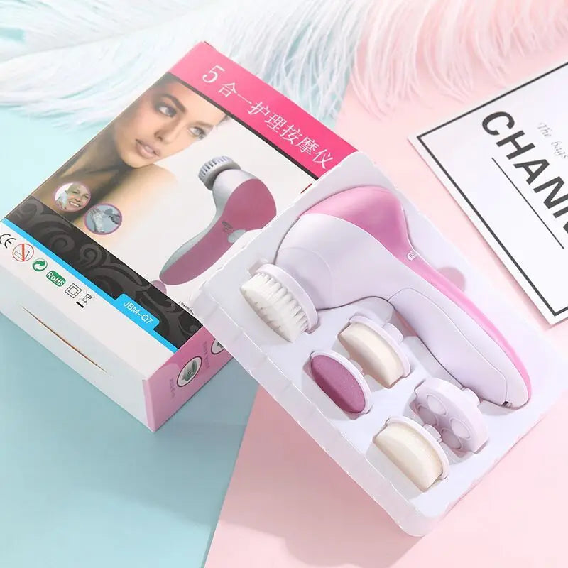 Electric 5 IN 1 Electric Facial Cleaner Brush Wash Machine Spa Skin Care Massage Blackhead Cleaning Facial Cleanser Tools