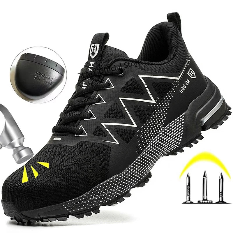Sapatilhas de Segurança Antiesmagamento para Homem com Biqueira de Aço, Sola Antiperfuração, Respiráveis, Botas de Trabalho, Calçado de Proteção de Moda para Construção