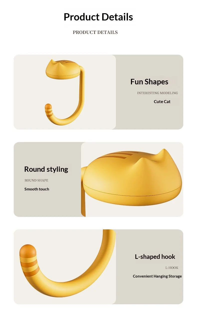 Cat Backpack Hook Desk Edge Hook Dormitory Gadget New Model with No Drilling Holes for Primary School Student Desk Side Hook.
