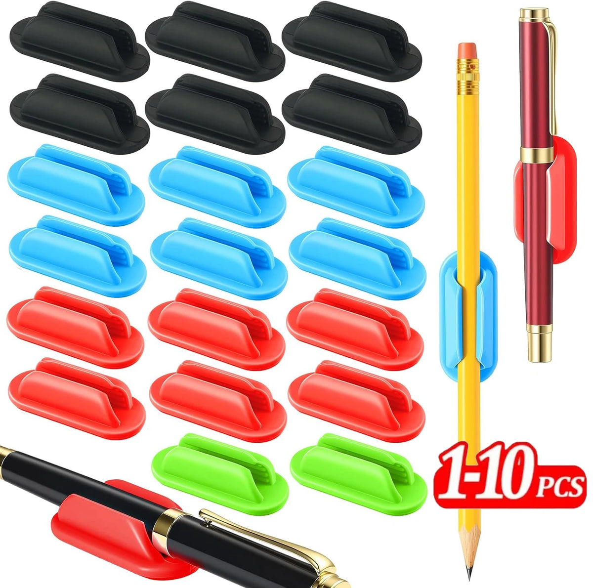 Anti Lost Self-adhesive Pencil Holder Soft Silicone Elastic Marker Pen Clips for Notebook Journals Whiteboards Fixed Stand