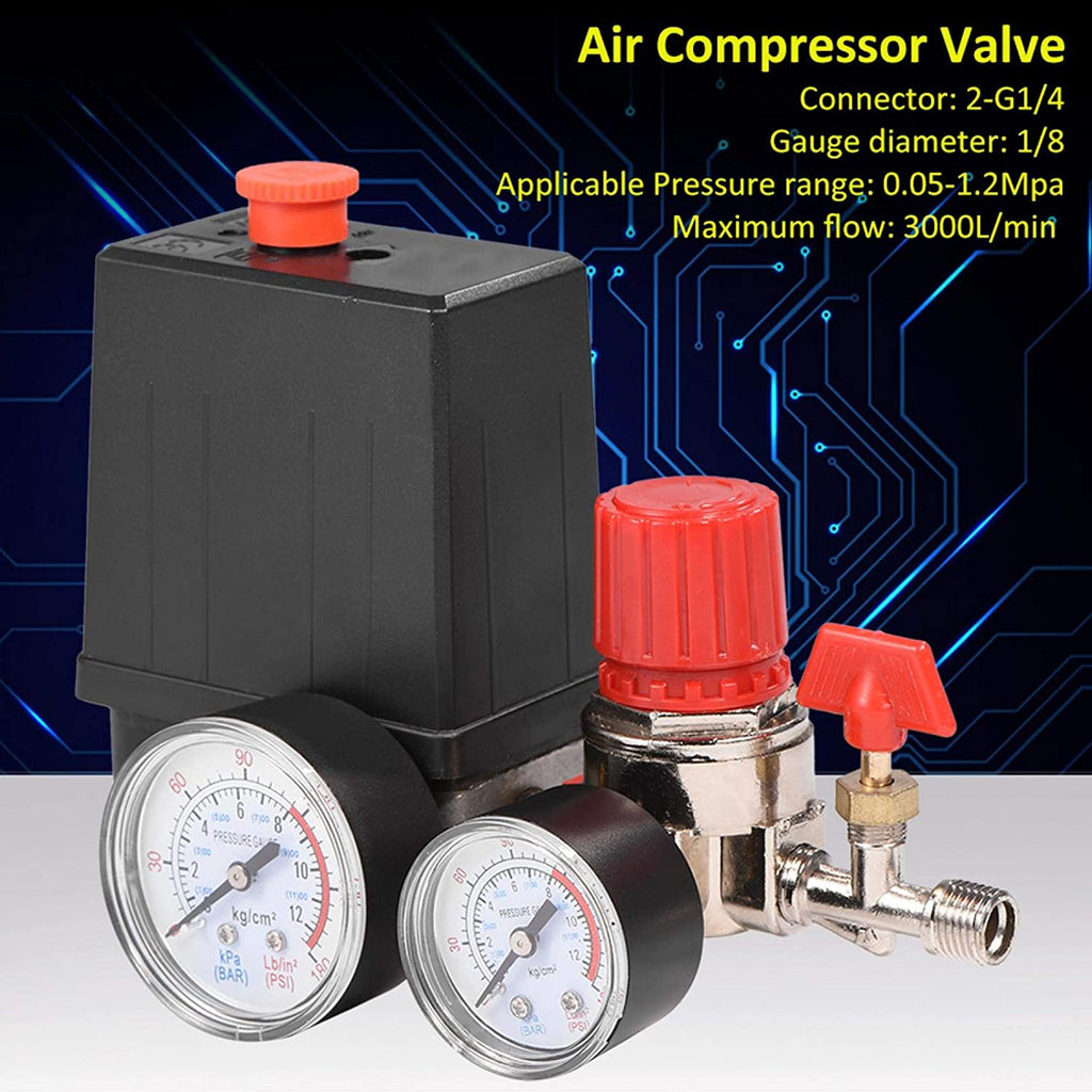 90-120PSI Air Compressor Pressure Switch Valve Control Manifold Regulator Gauges Safety Valve 1/4"BSP Air Compressor Parts
