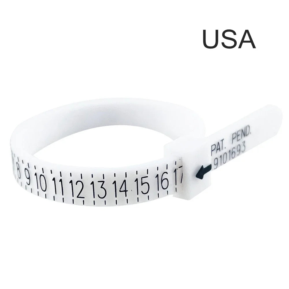 UK/US/EU/HK/JP Ring Sizer Finger Circumference Size Measurement Belt Measuring Reusable Finger Size Gauge Jewelry Sizing Tool