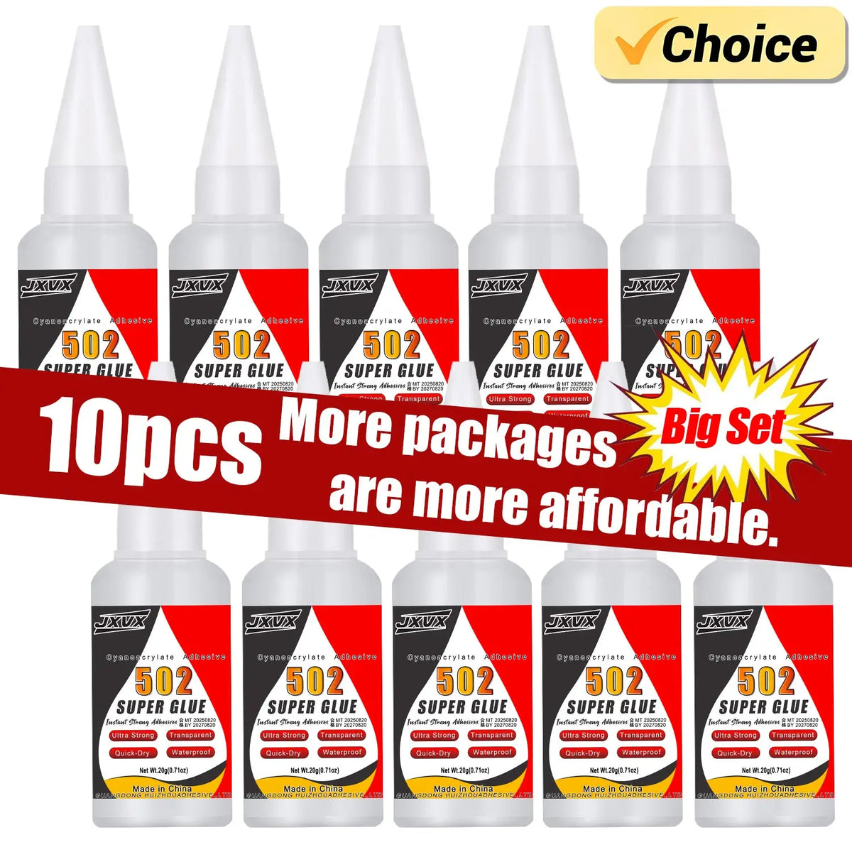 502 Super Glue Quick-drying Strong Cyanoacrylate Glue is used for diy handicraft repair of metal, wood, plastic and ceramics.20g