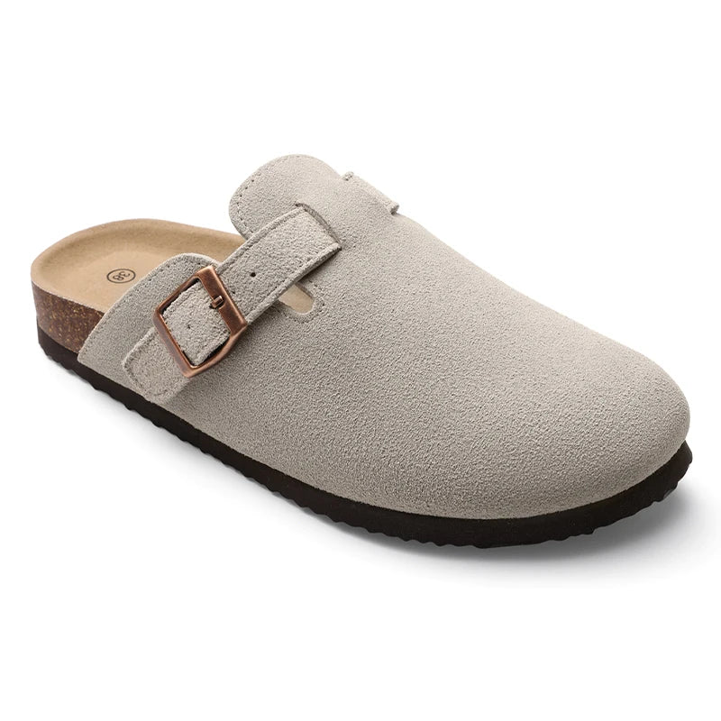 Kidmi Men's Cork Footbed Slide Sandal Slip On Sandals  Women Cork Sandals Nonslip Beach Sandals Female Adjustable Buckle Slides