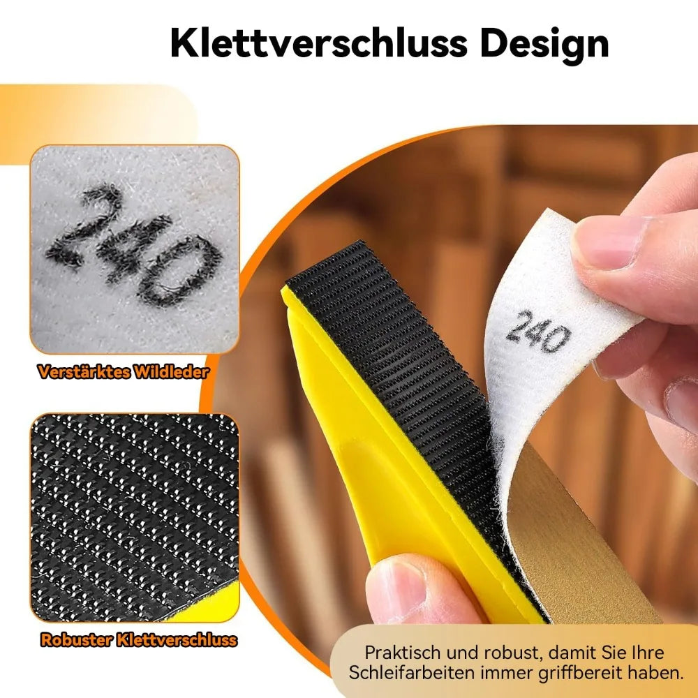 50pcs Sandpaper Set with 1 Hand Sanding Blocks 80-400 Grit Wet Dry Sanding Paper for Wood Metal Polishing