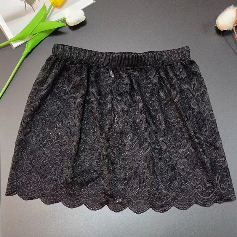 Japanese and Korean Mori Girl Style Exquisite Floral Lace Layered Skirt Autumn Spring Versatile Layered Half Skirt
