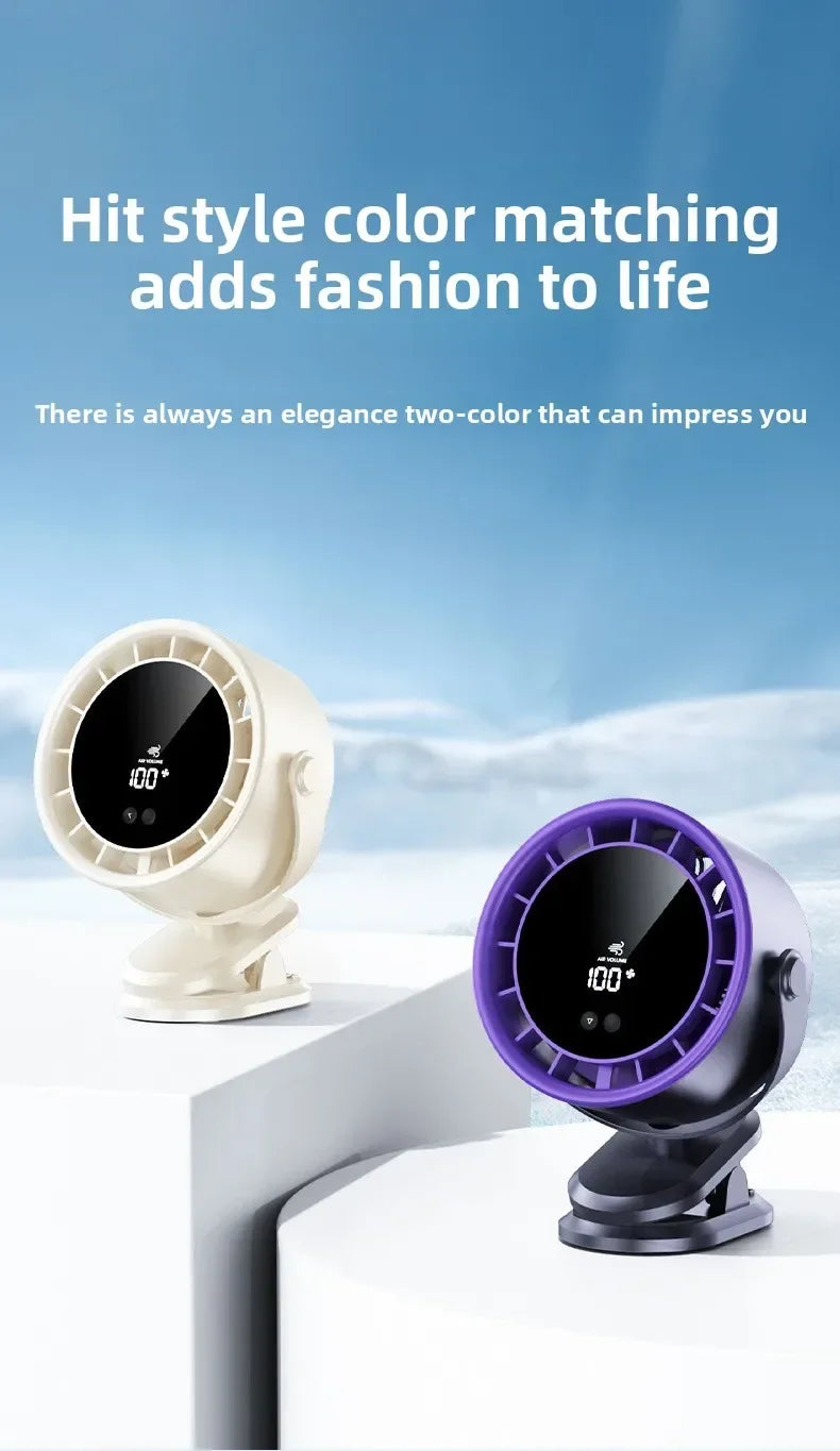 A little expert in life 100-Speed Desk Fan Clamp Fan LED Display Office Home Charge Wall-Mounted Hand-Free Fan