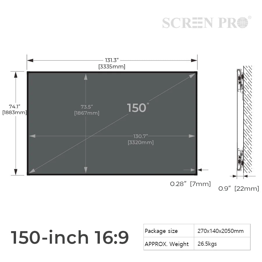 120 inch 4K Ultra HD 16:9 ALR CLR UST Ambient Light Rejecting Fixed Frame Projector Screen for Ultra-Short Throw Projectors