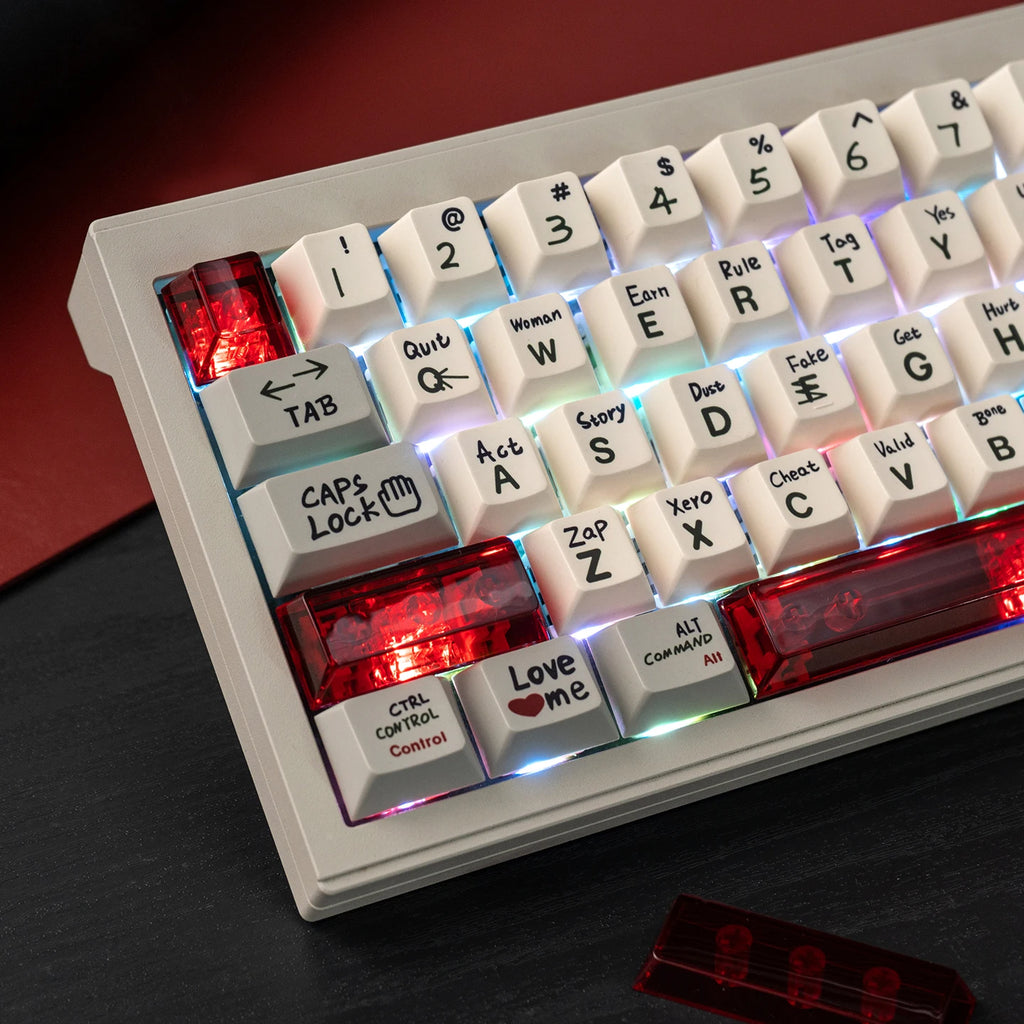 Red Transparent Keycap 10 Key Cherry Profile PC Keycap Space Bar 6.25U ESC Enter Shift Key Custom Keycap for Mechanical Keyboard