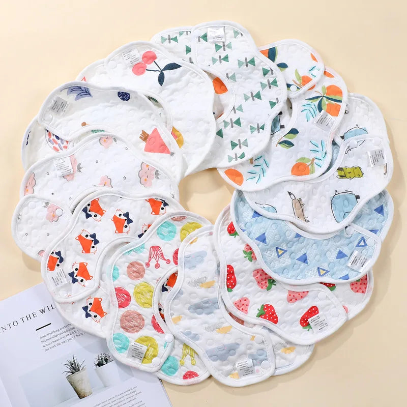 Random 3pcs Waterproof Baby Feeding Bibs 360 Degree Petal Infants Cotton Saliva Towel Newborn Toddler Soft Burp Cloth Kids Bib