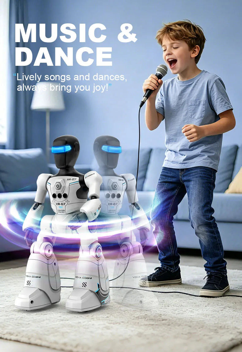 AI Smart Voice Robot Toy with Gesture Sensing & Smart Programming, Interactive Robot with Lights & Music, Perfect Gift for Kids
