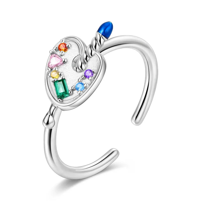 925 Silver Open Ring Sunflower Bee Star Eternal Love Jewelry Women's Wedding Gift
