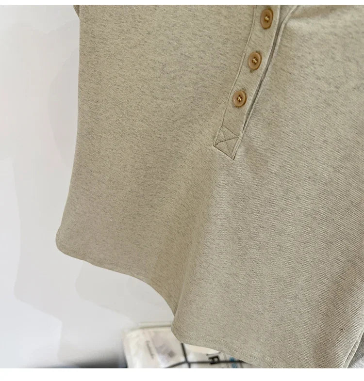 Women T Shirt Button T-Shirt Woman Clothes Tops Cotton Slim Tshirt Female Short Sleeve Top Summer Tee Sexy Canale Y2k