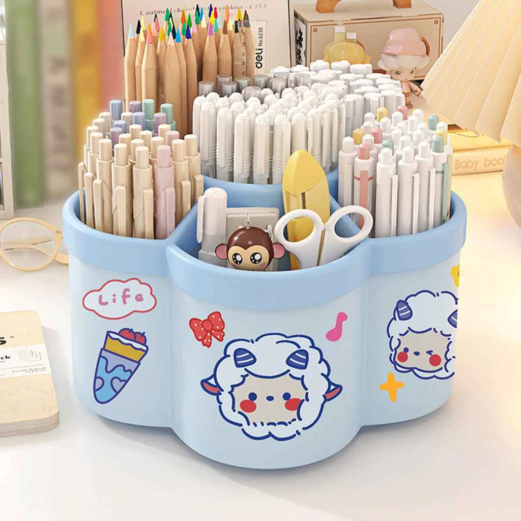 Rotating Pen Holder Desk Organizers Cosmetic Brush Organization Box Large Capacity Pen Storage Box Study Dormitory Accessories