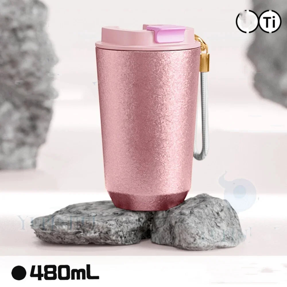 Titanium Liner Travel Coffee Mug Tumbler with Lid Reusable Insulated Thermal Cup Keep Cold Hot