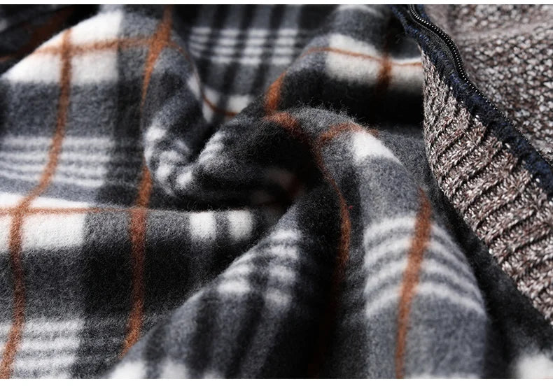 Cardigã de homem quente para outono/inverno, camisolas de lã, casacos com fecho completo, camisola de malha de marca de luxo com corte justo, camisola americana