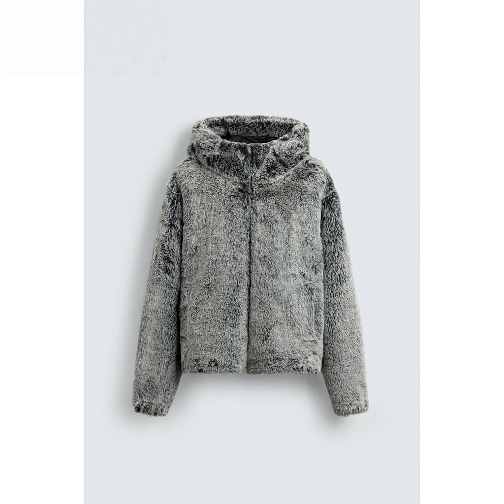 Men's Fashion Luxury Faux Fur Overcoat Winter Warm Hooded Windproof Fur Jacket Thick Thermal Parkas Outerwear For Male